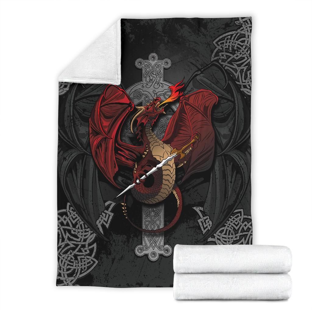 Celtic Mythical Dragon Sherpa Fleece Blanket
