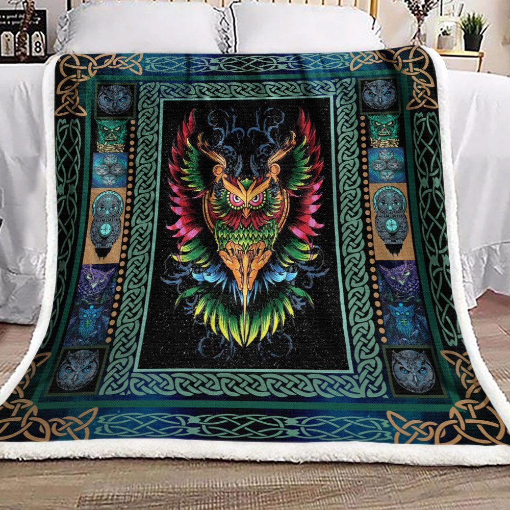 Celtic Owl Sherpa Fleece Blanket