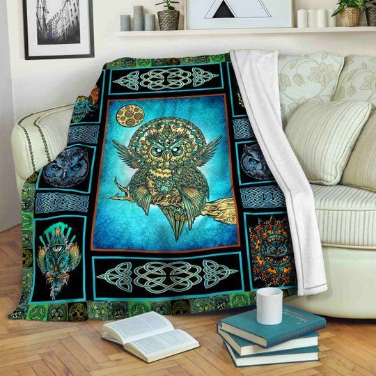 Celtic Owl Sherpa Fleece Blanket