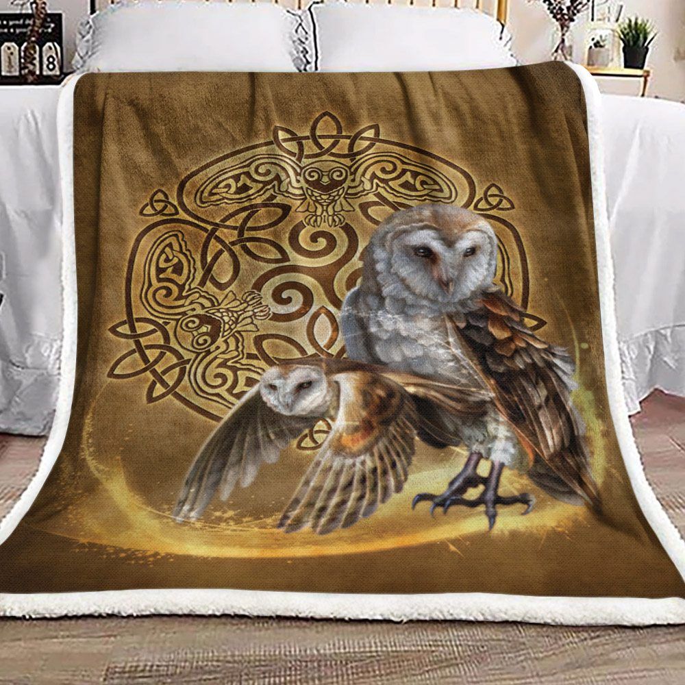 Celtic Owl Sherpa Fleece Blanket