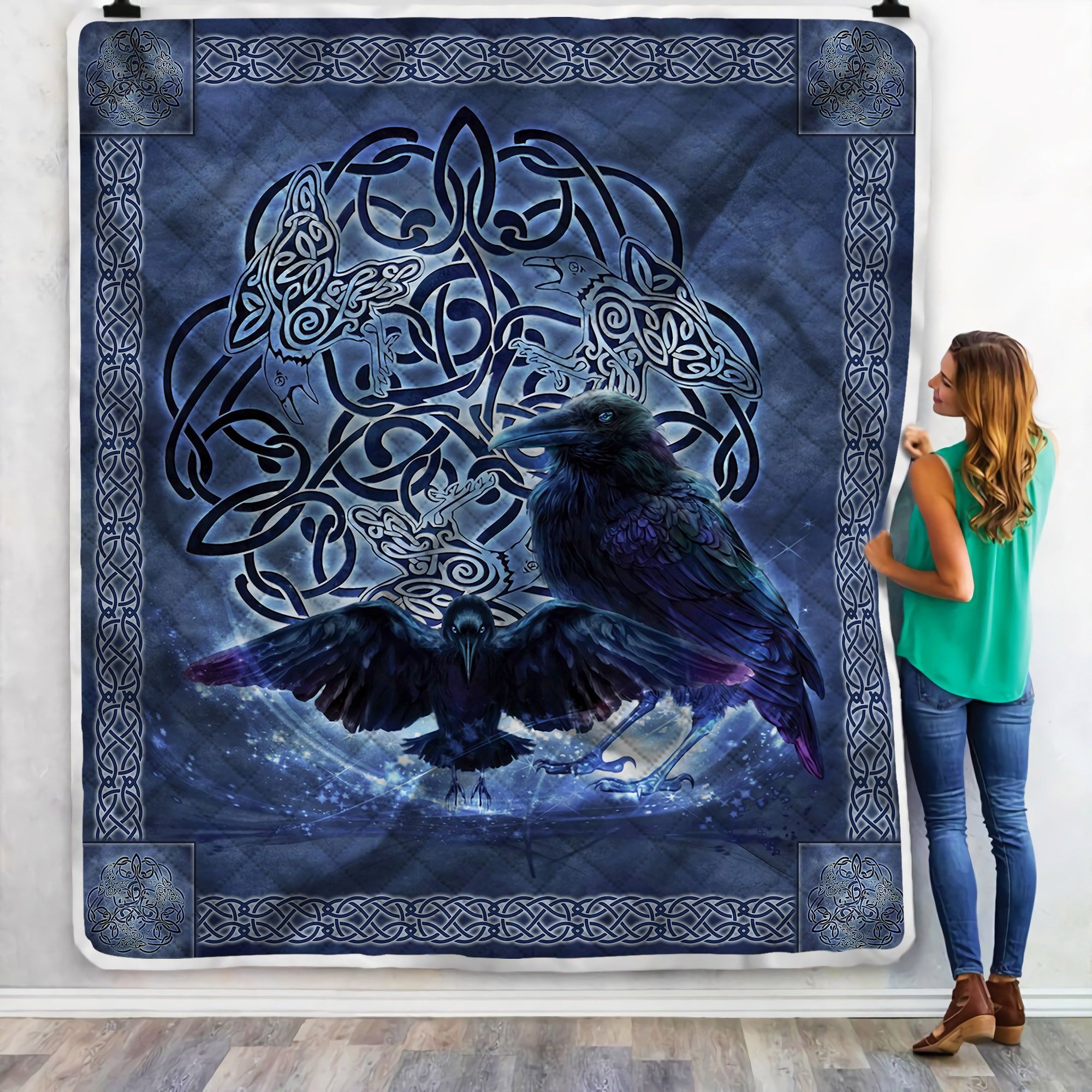 Celtic Raven Sherpa Fleece Blanket