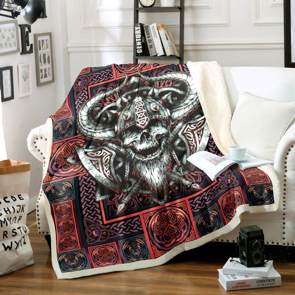 Celtic Skull Viking Sherpa Fleece Blanket