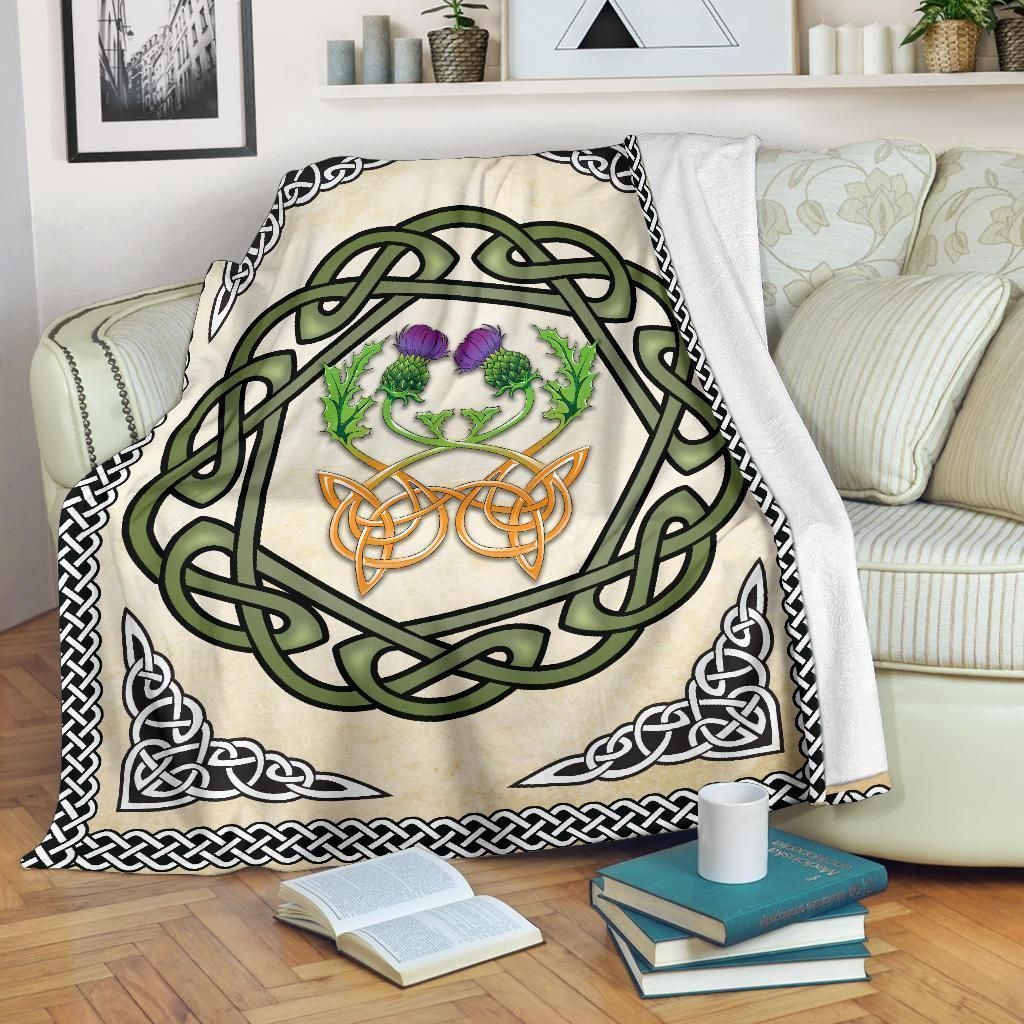 Celtic Thistle Vintage Sherpa Fleece Blanket