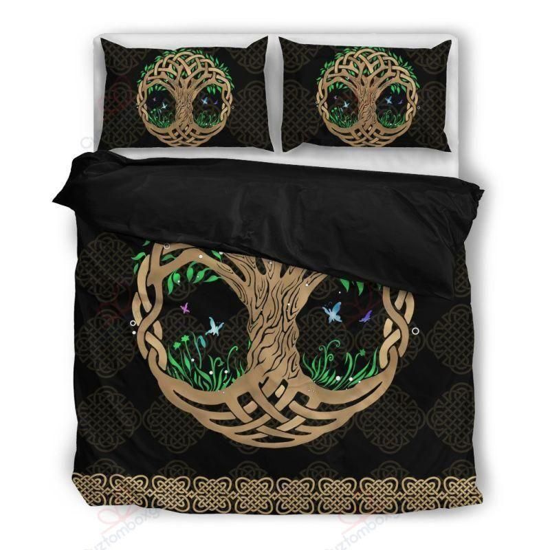 Celtic Tree Alien Face Printed Bedding Set
