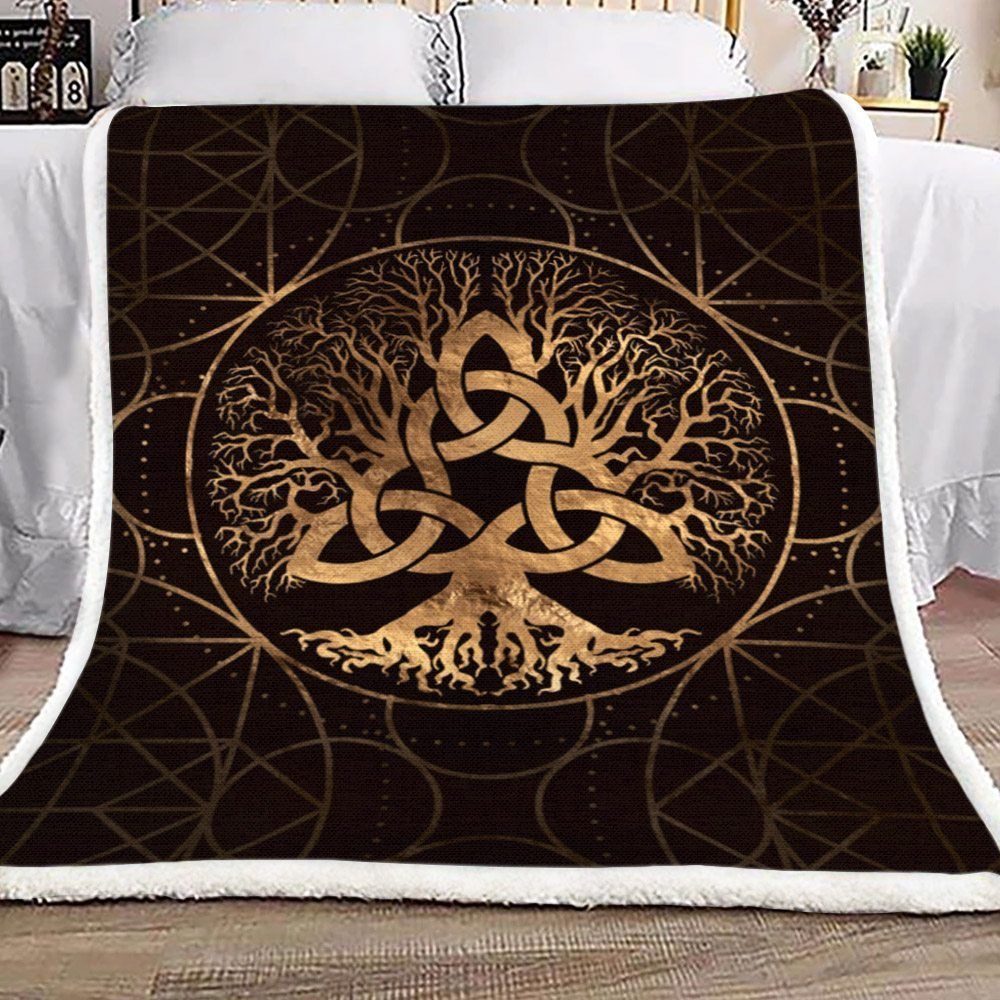 Celtic Tree Of Life Sherpa Fleece Blanket