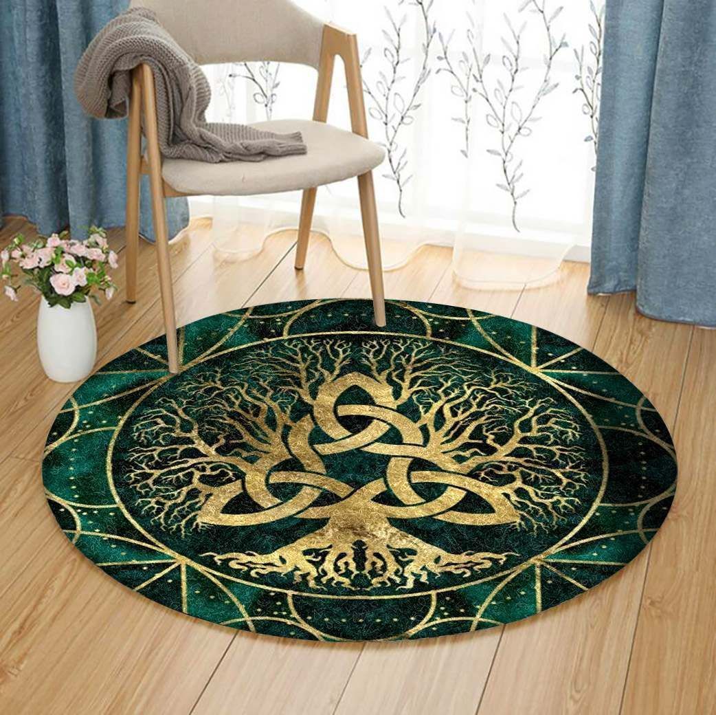 Celtic Tree Of Life Painting Round Carpet