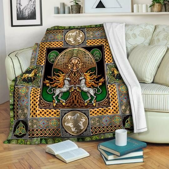 Celtic Unicorn Sherpa Fleece Blanket