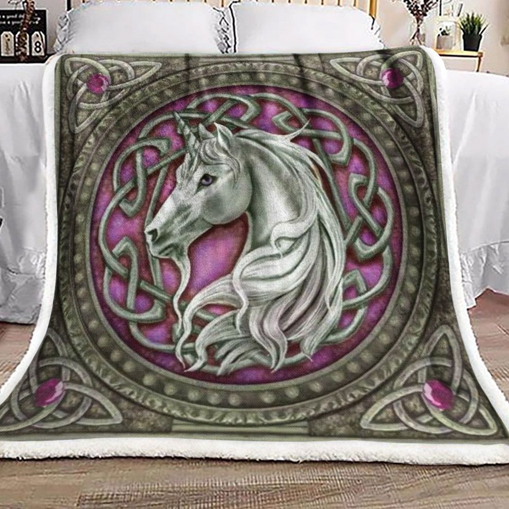 Celtic Unicorn Sherpa Fleece Blanket