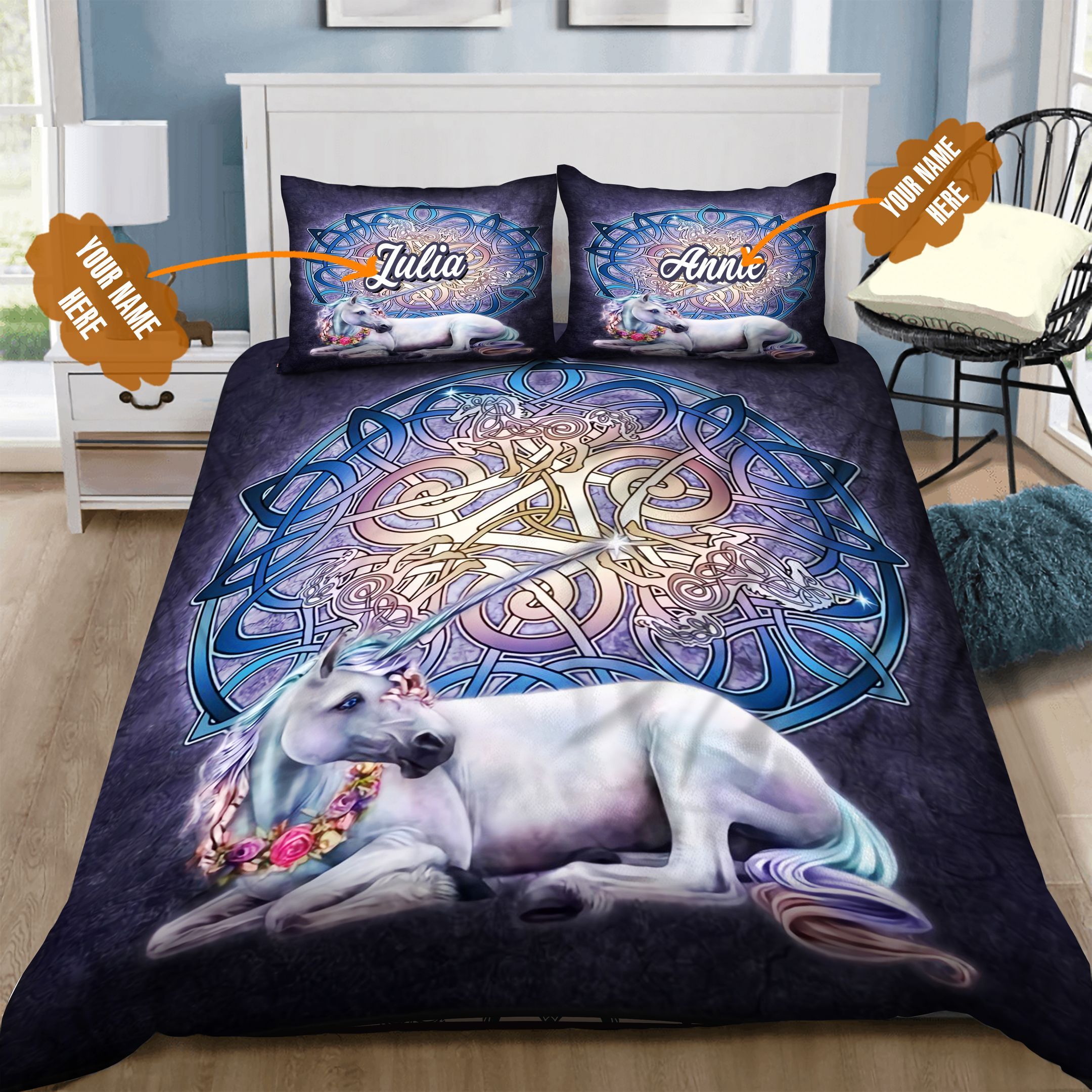 Celtic Unicorn Personalized Bedding Set