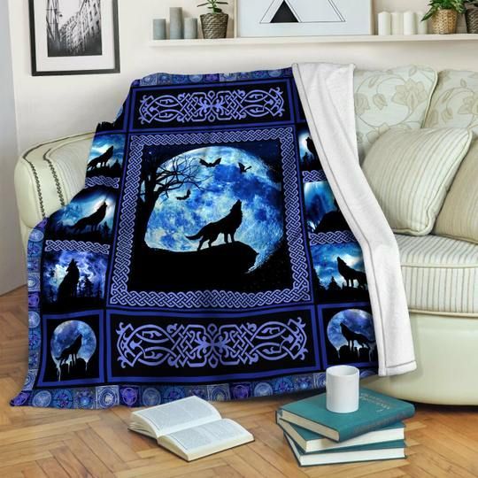 Celtic Wolf Sherpa Fleece Blanket
