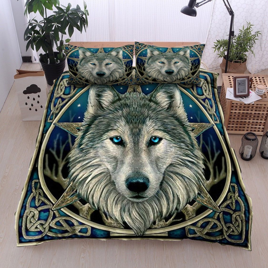 Celtic Wolf Gray Bedding Set