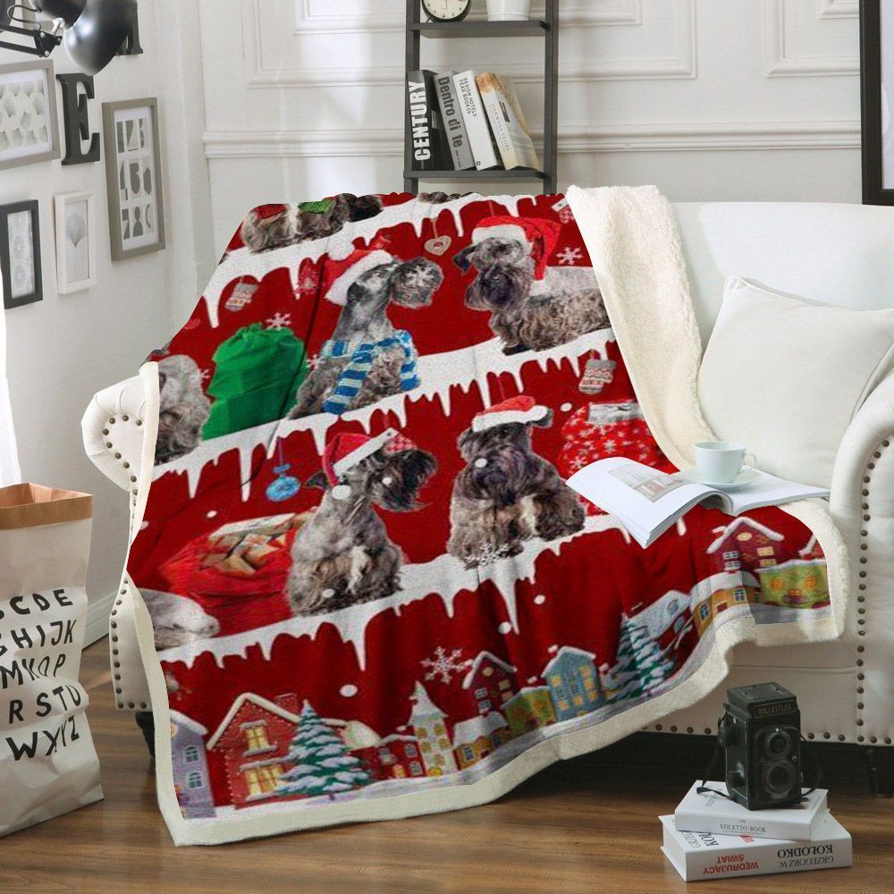 Cesky Terrier Snow Christmas Sherpa Fleece Blanket