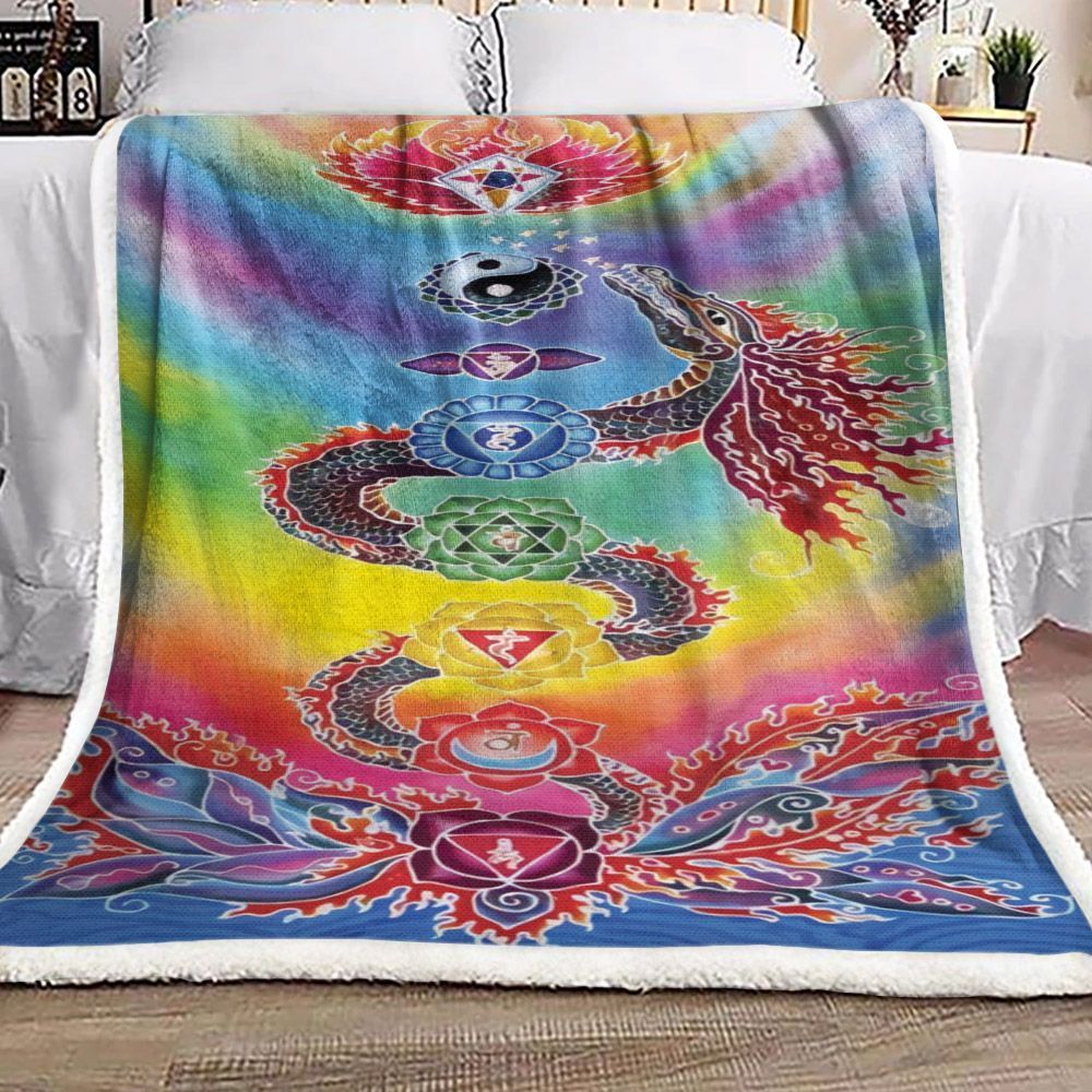 Chakra Dragon Balinese Batik Rayon Sherpa Fleece Blanket