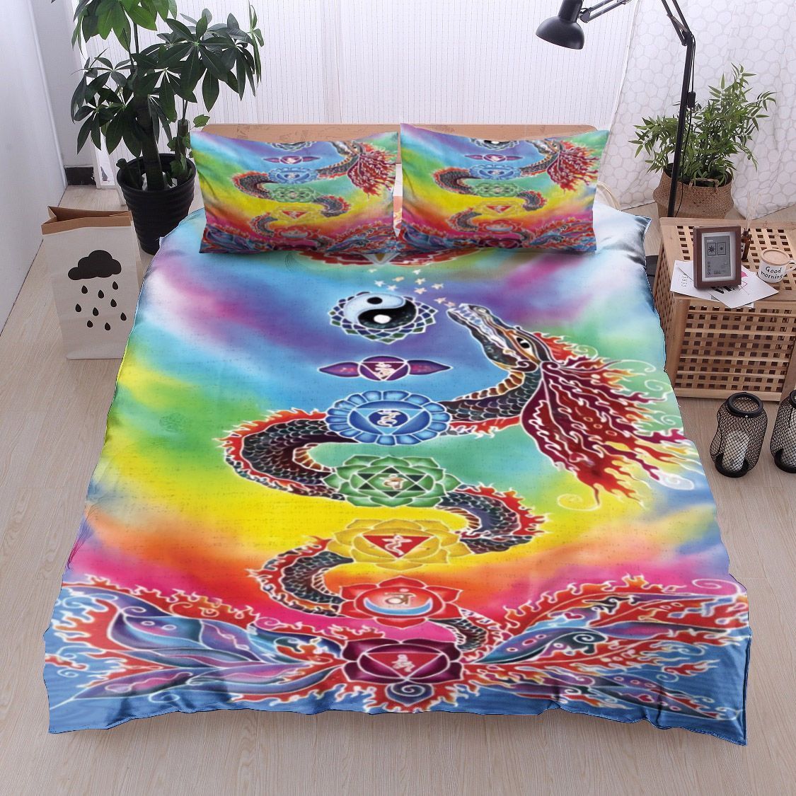 Chakra Dragon Balinese Batik Rayon Bedding Set