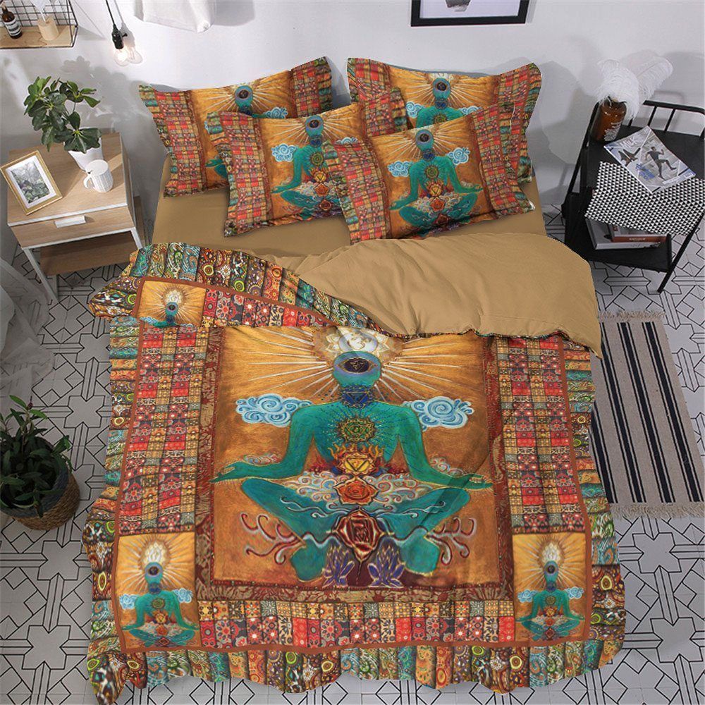 Chakra Cotton Bed Sheets Spread Comforter Bedding Set