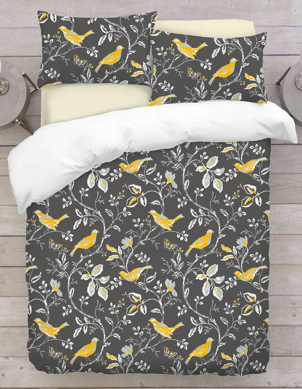 Charcoal Birds Bedding Set