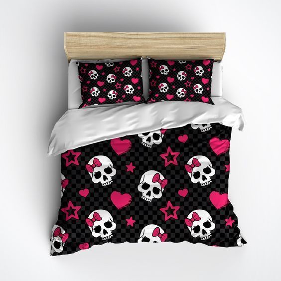 Checker Board Candy Skulls Bedding Set
