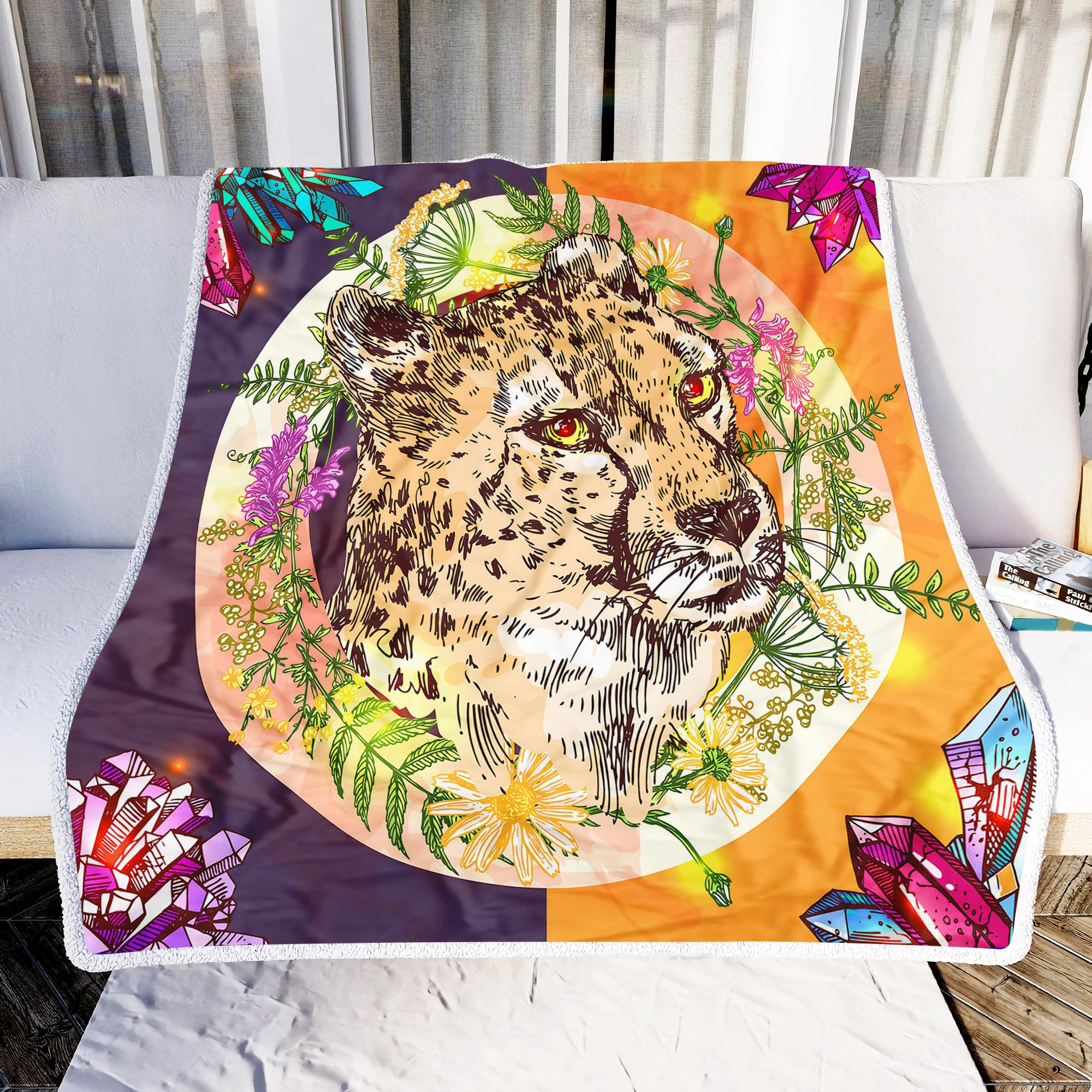 Cheetah Flowers Fleece Blanket