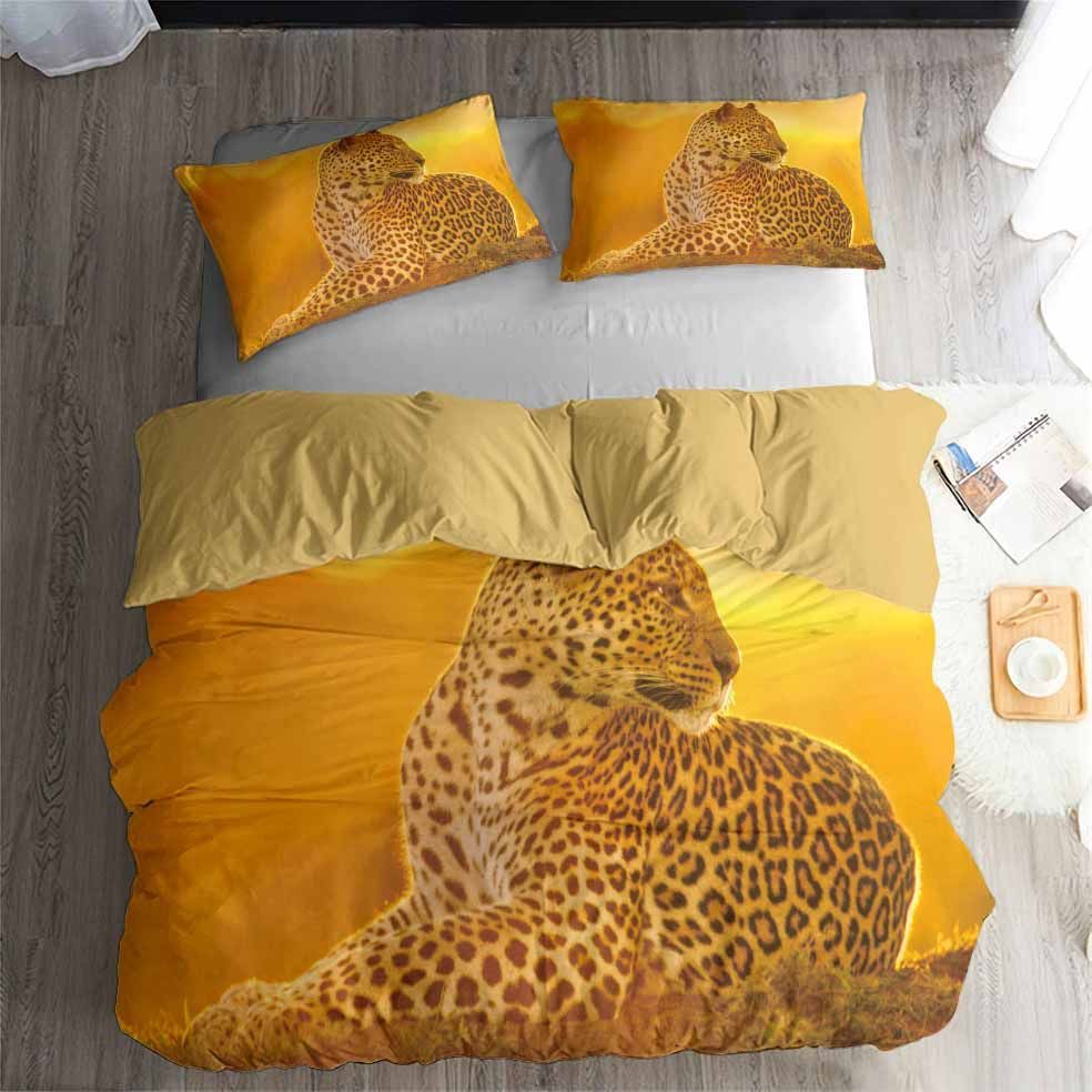 Cheetah Yellow Printed Bedding Set