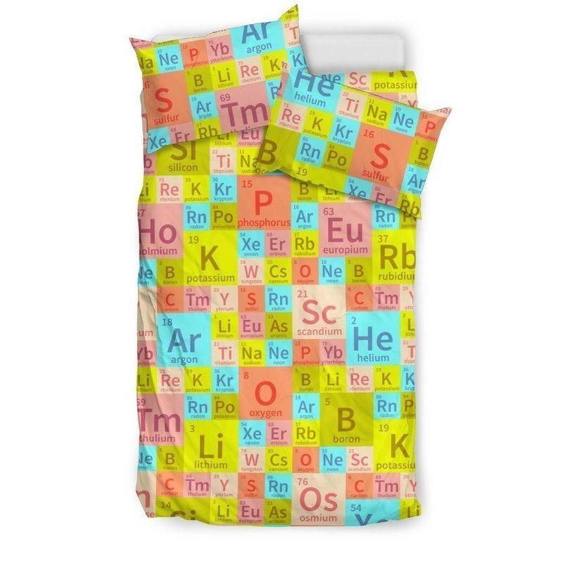 Chemistry Periodic Table Colorful Printed Bedding Set