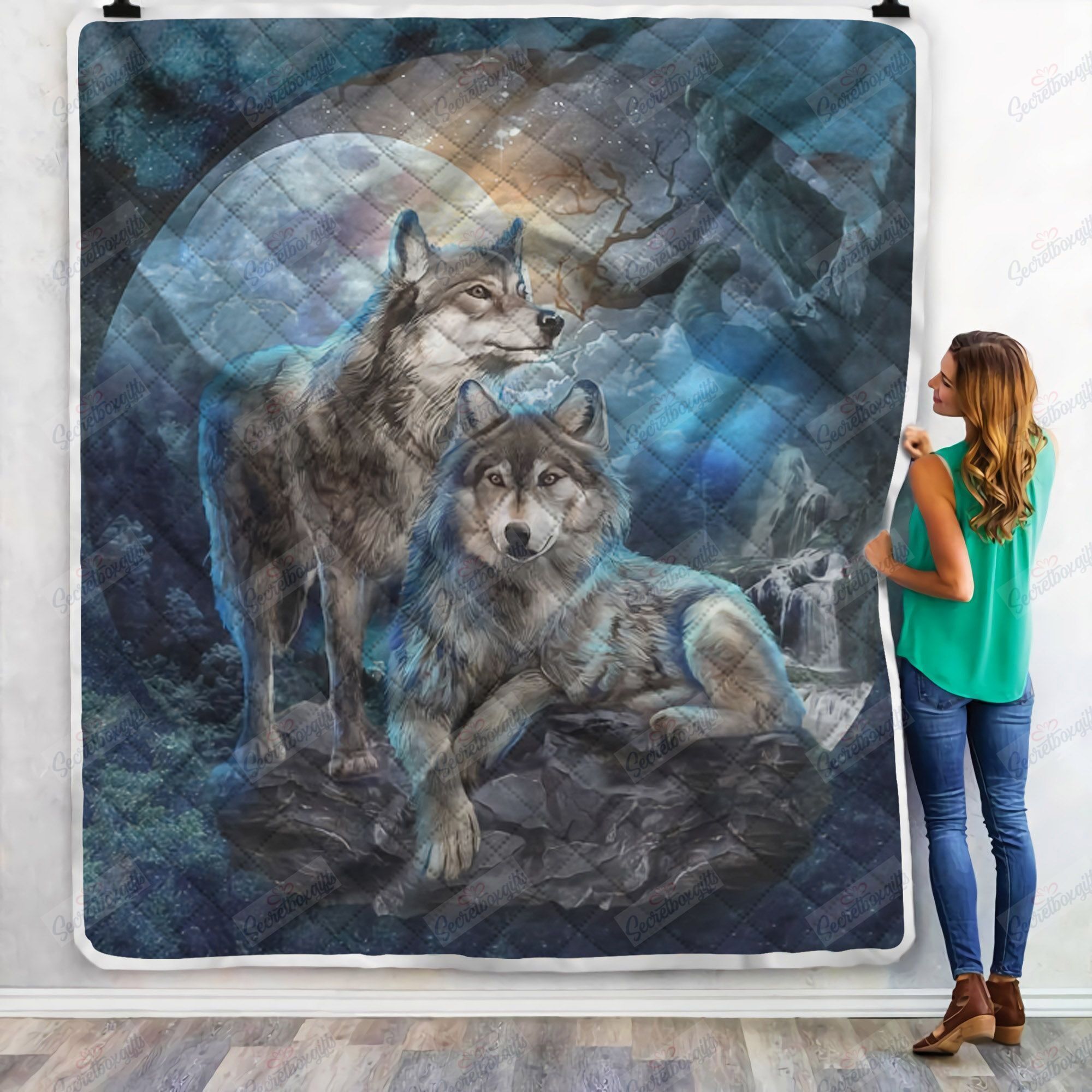 Cherokee Wolf Fleece Blanket