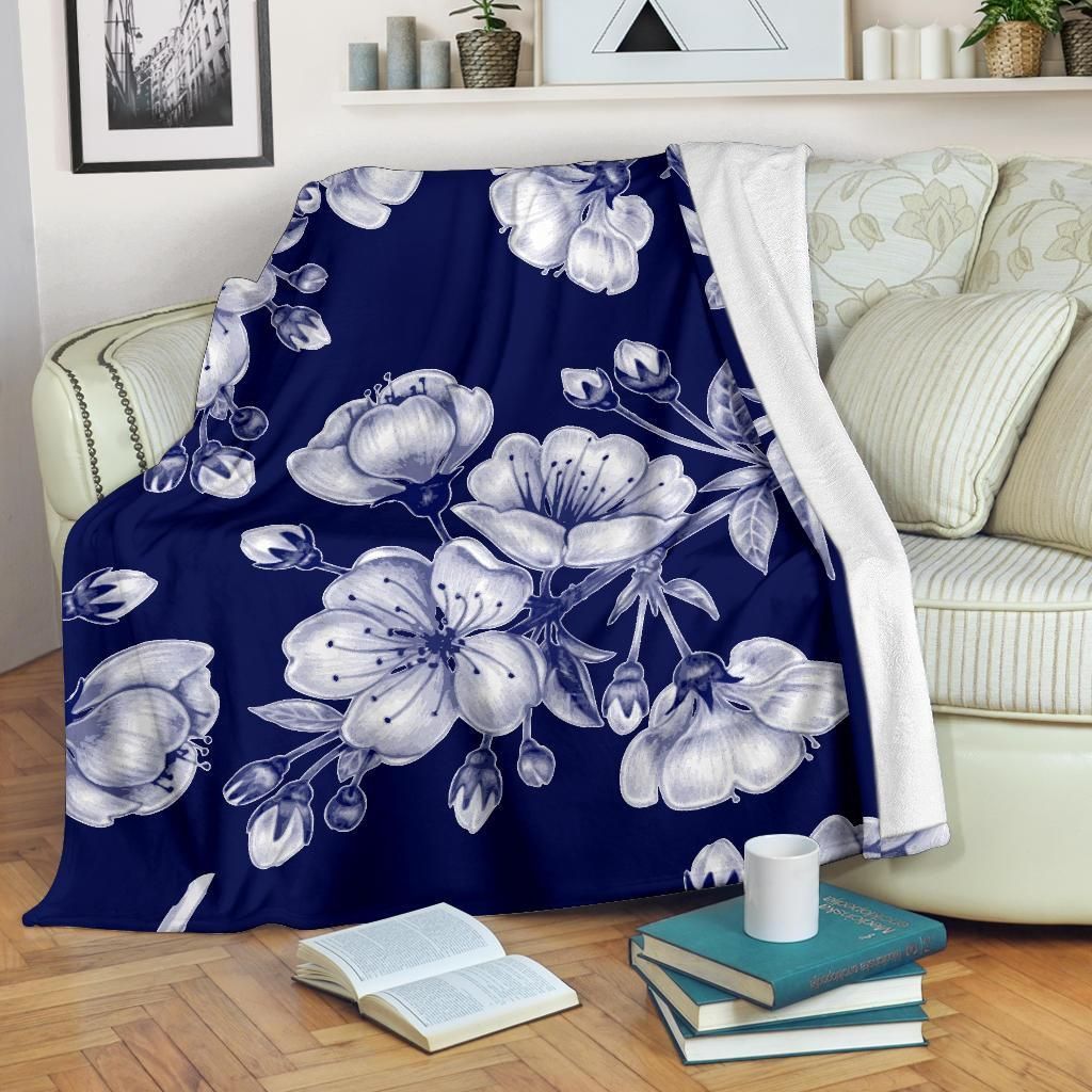 Cherry Blossom Pattern Print Design Fleece Blanket