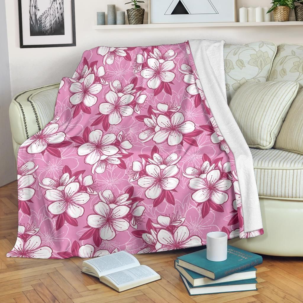 Cherry Blossom Pattern Print Design Soft Fleece Blanket