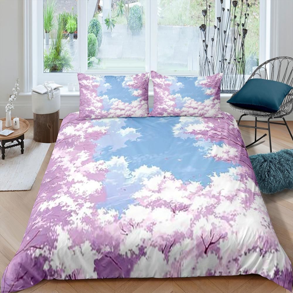 Cherry Blossoms Clear Sky Bedding Set