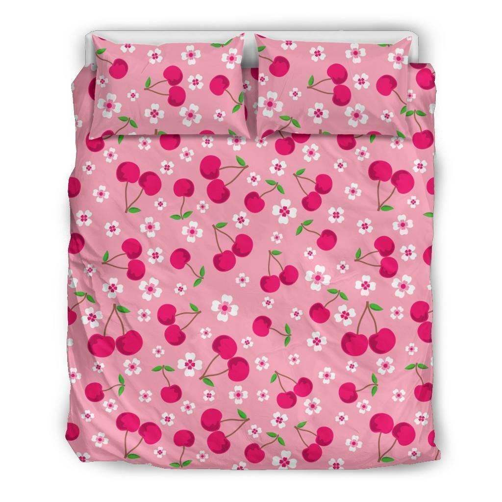 Cherry Floral Pattern Print Bedding Set