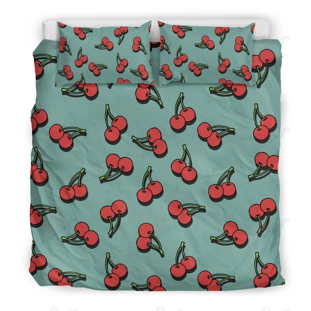 Cherry Funny Aqua Printed Bedding Set