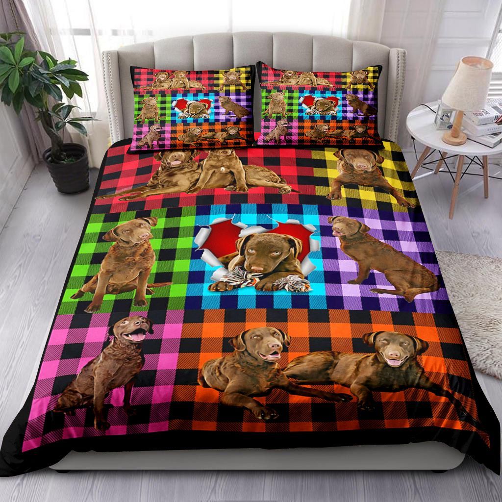 Chesapeake Bay Retriever Plaid Bedding Set