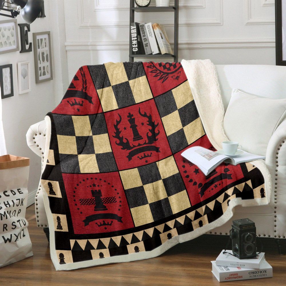 Chess Sherpa Fleece Blanket