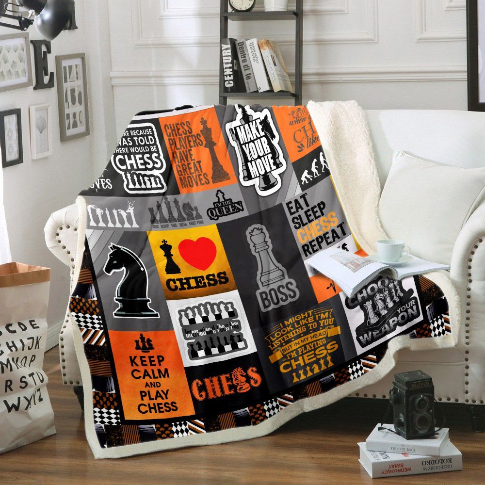 Chess Sherpa Fleece Blanket