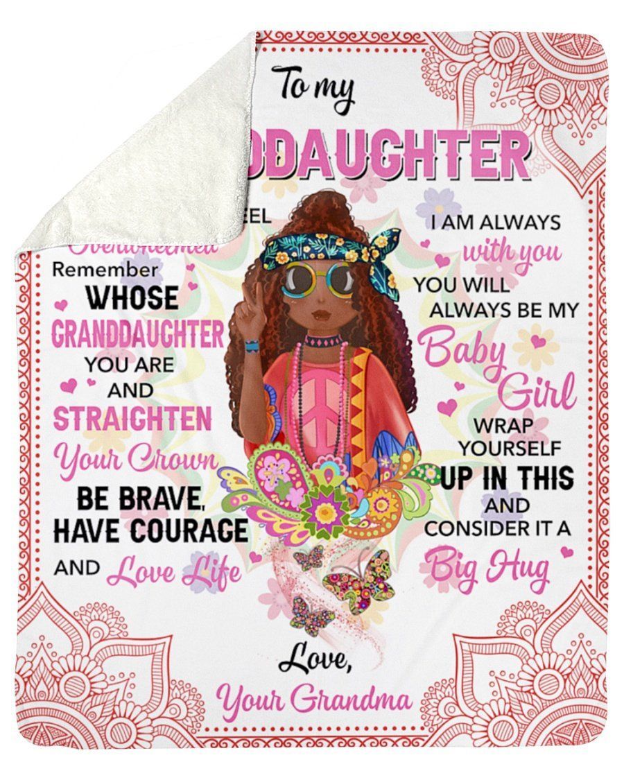 Chibi Grandma To Granddaughter Be Brave Have Courage And Love Life Fleece Blanket Sherpa Blanket