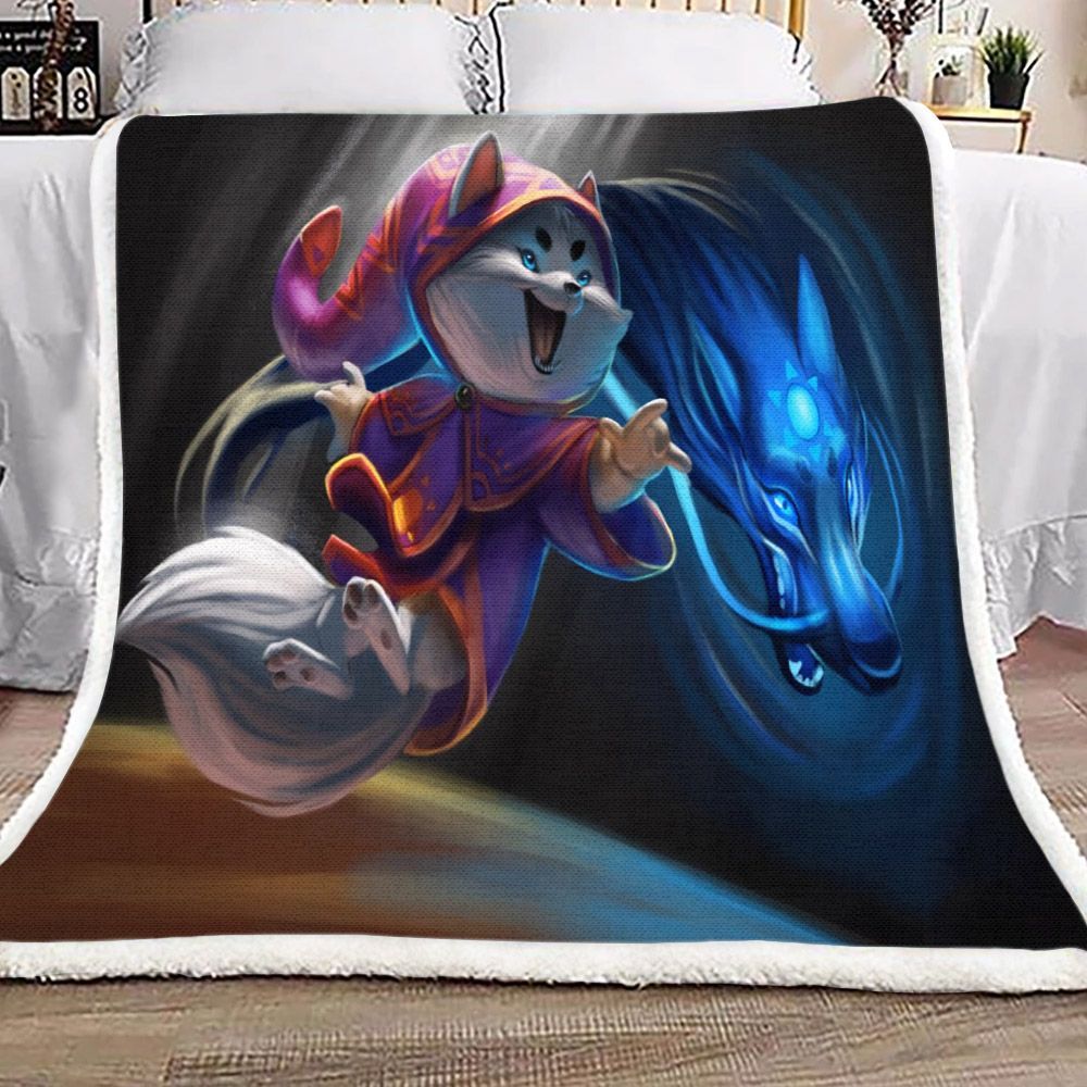 Chibi Wolf Sherpa Fleece Blanket