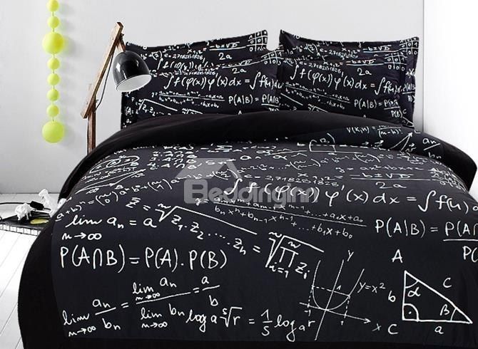 Chic Black Math Equation Bedding Set