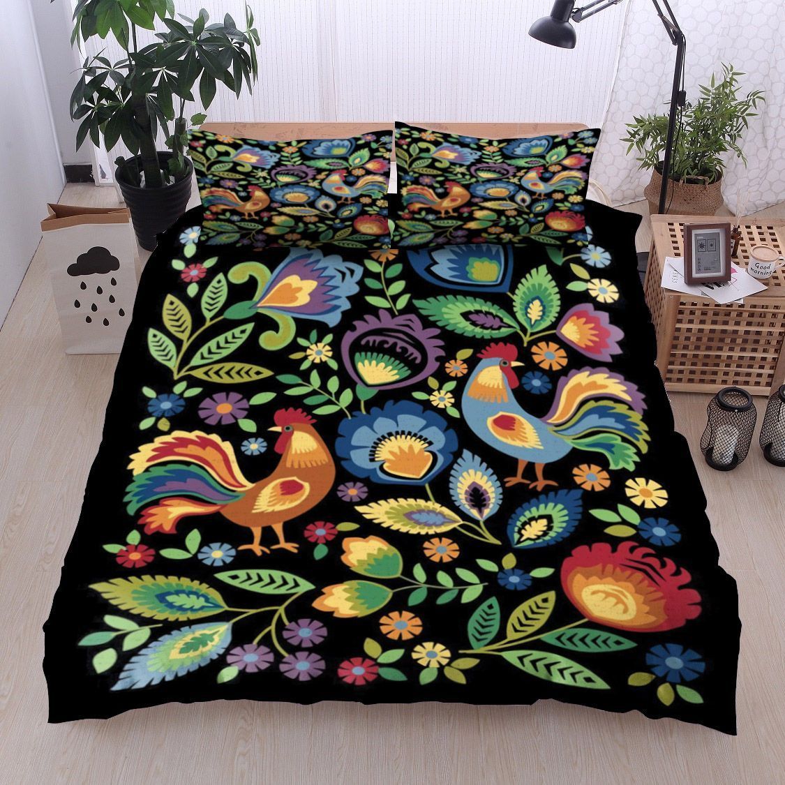 Chicken And Flower Bedding Set