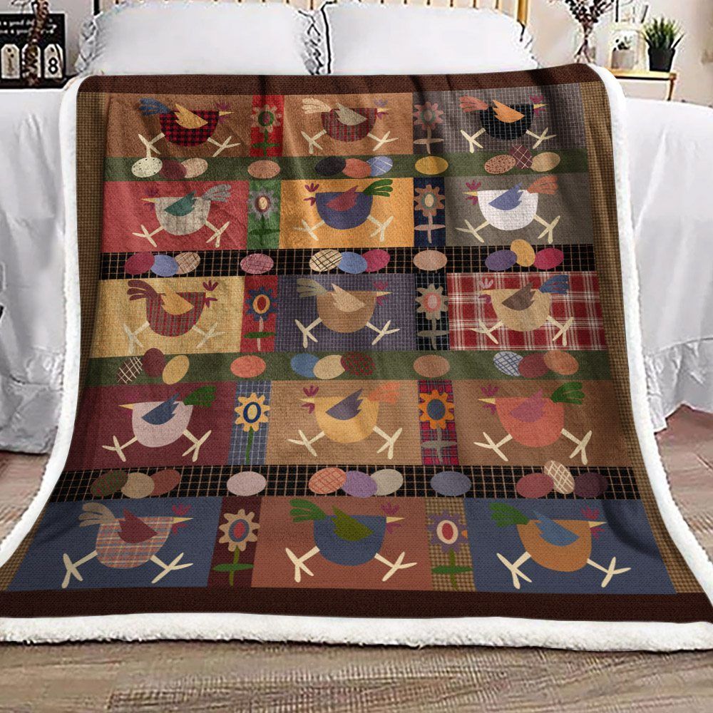 Chicken And Flower Sherpa Fleece Blanket