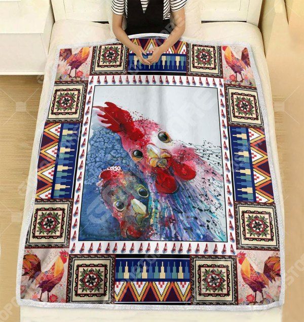 Chicken Art Sherpa Fleece Blanket