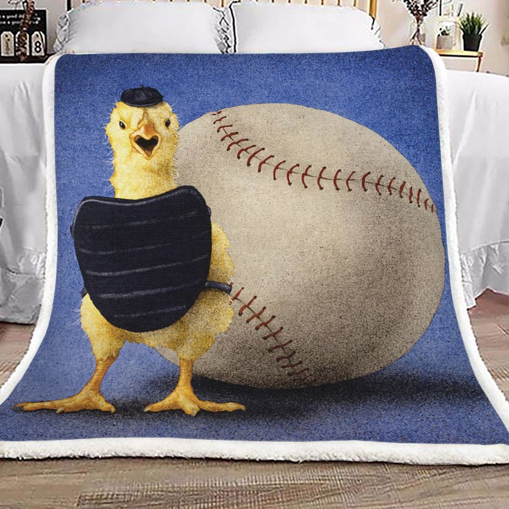 Chicken Baseball Sherpa Fleece Blanket