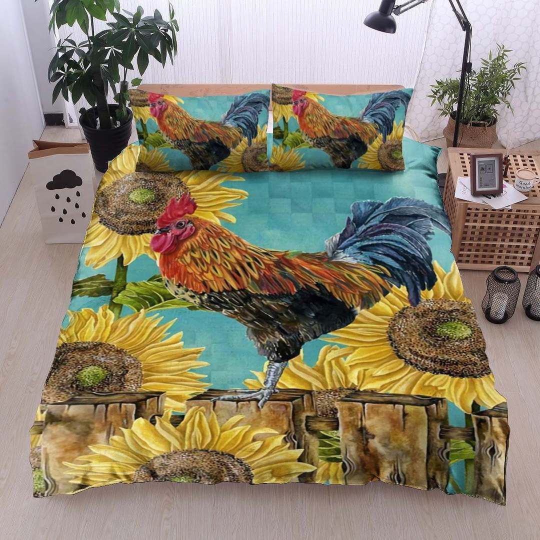 Chicken Twin Queen King Cotton Bed Sheets Spread Comforter Bedding Set