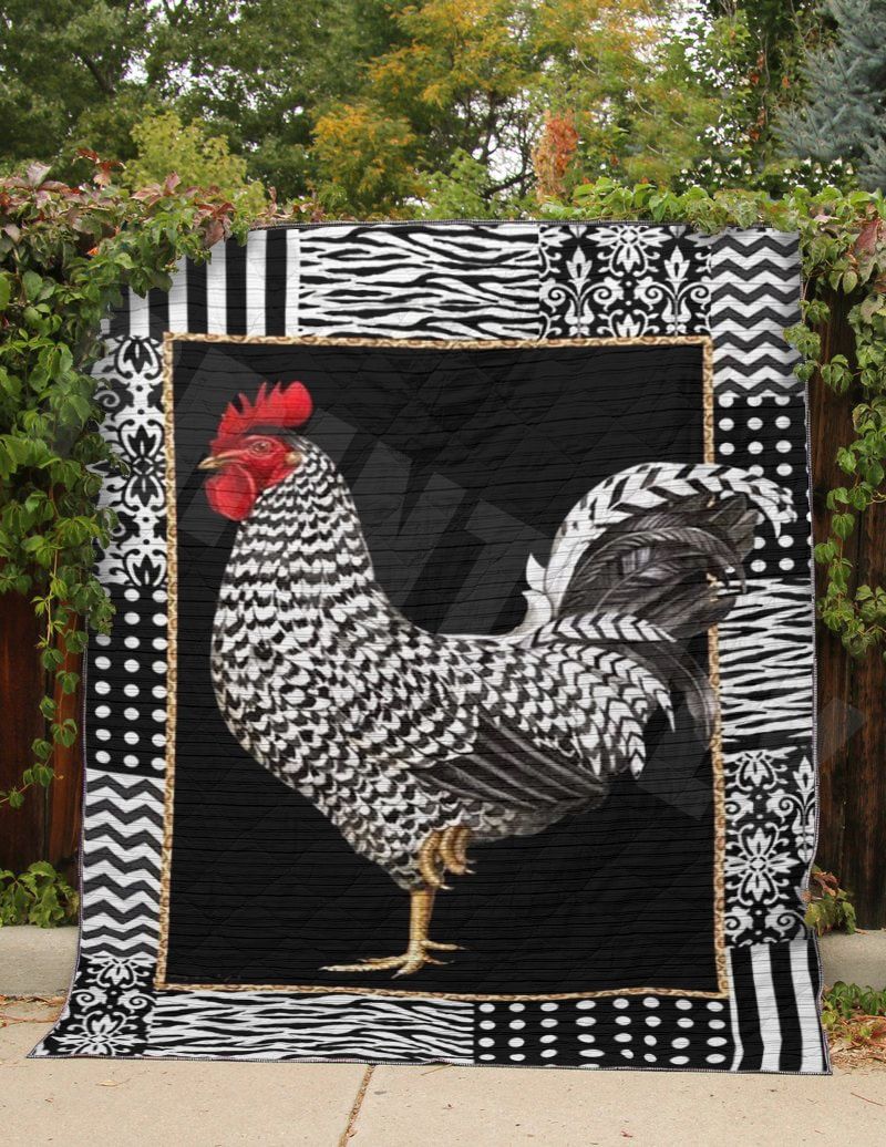 Chicken Black White Rooster Quilt Blanket DHC020120896TD