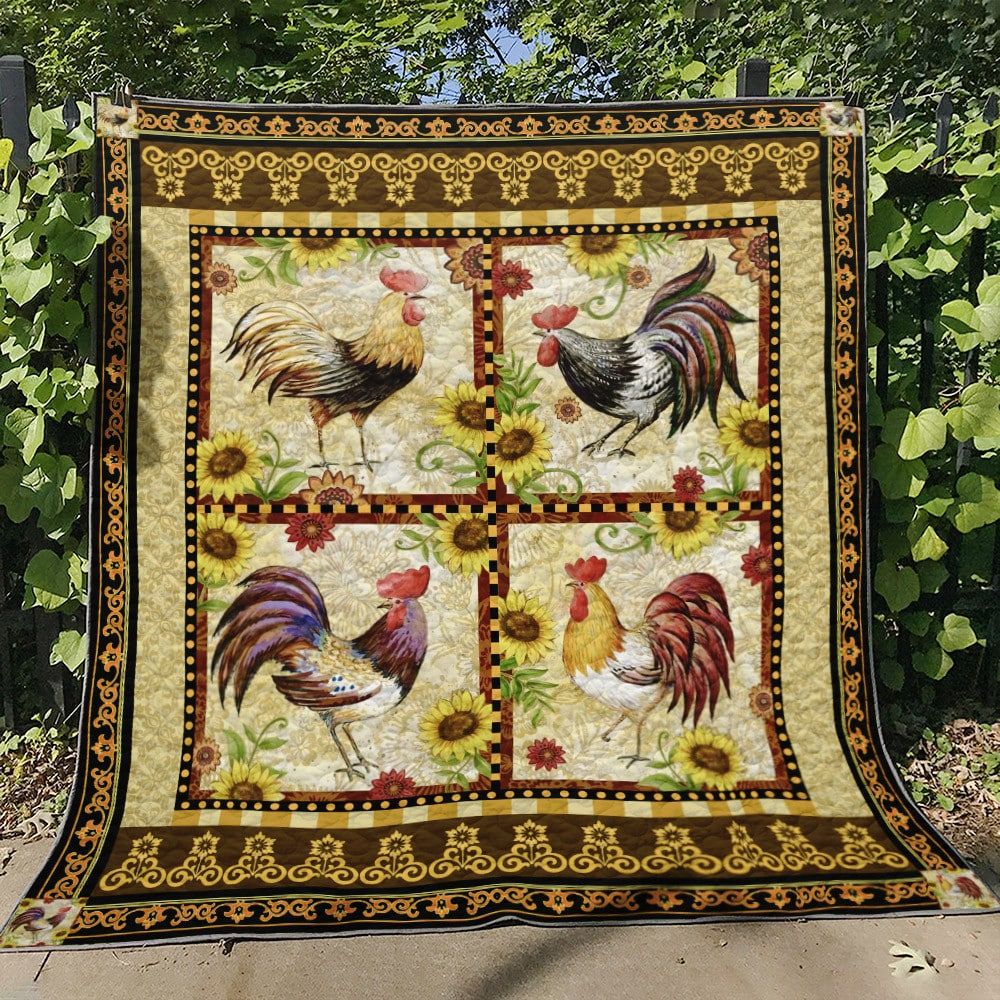 Chicken Chicken With Sunflower Quilt Blanket DHC31121599TD
