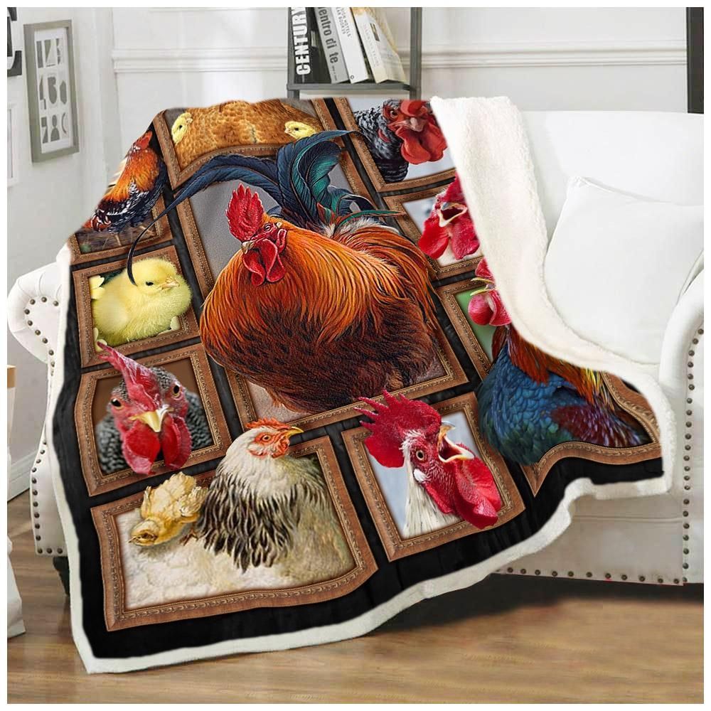 Chicken Cute Chickens Sherpa Fleece Blanket