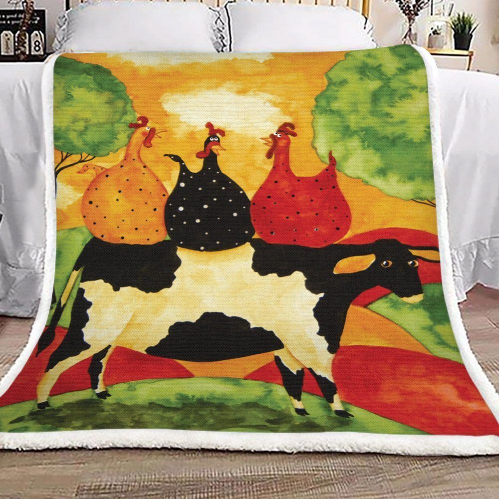 Chicken Dairy Cows Sherpa Fleece