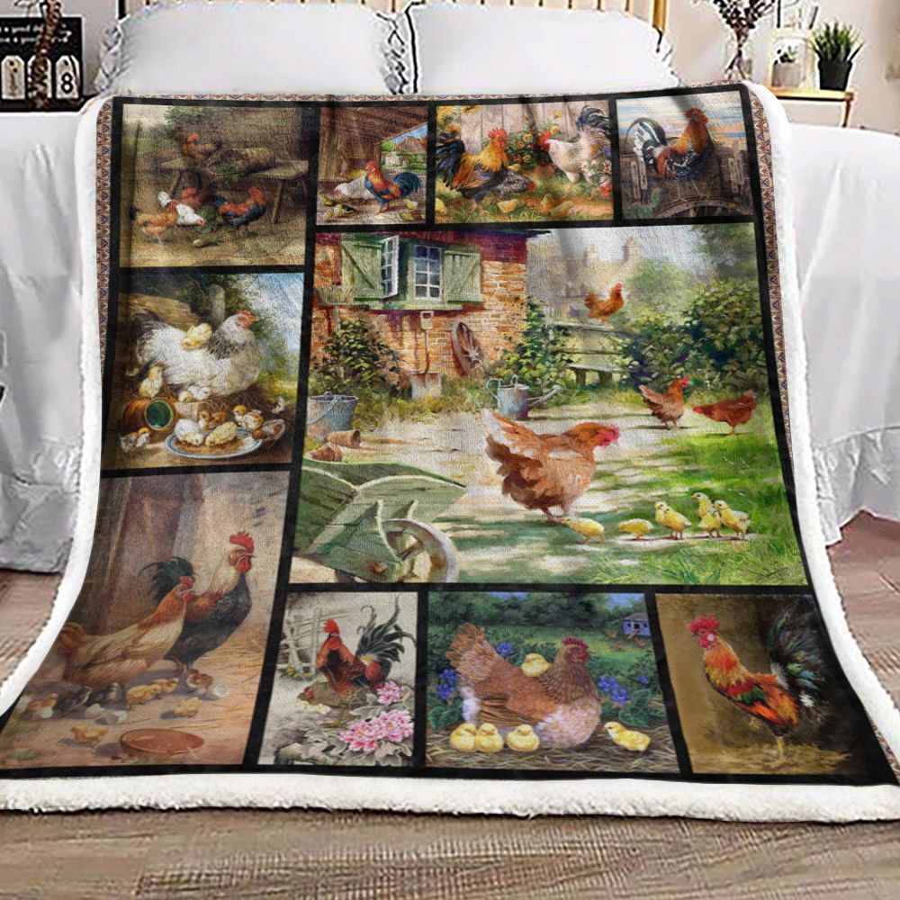 Chicken Farm Sherpa Fleece Blanket