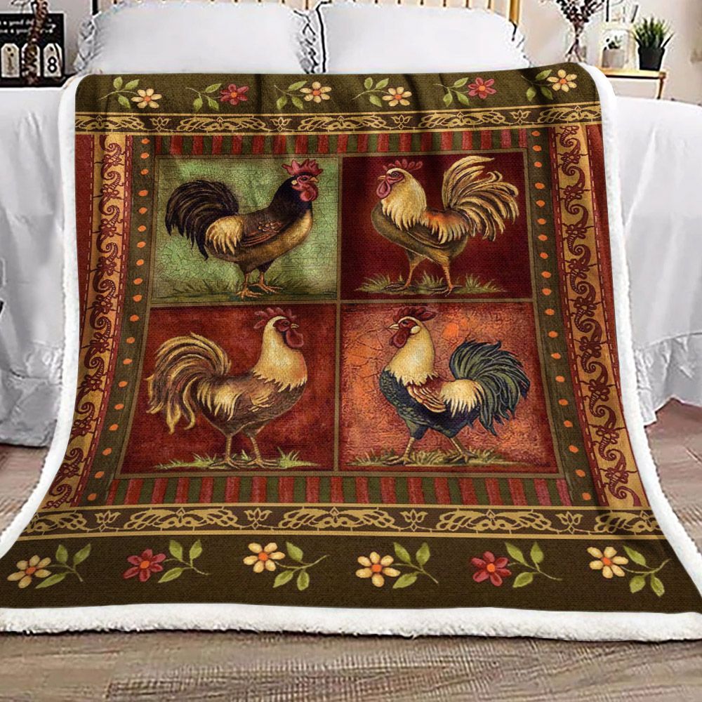 Chicken Flower Sherpa Fleece Blanket
