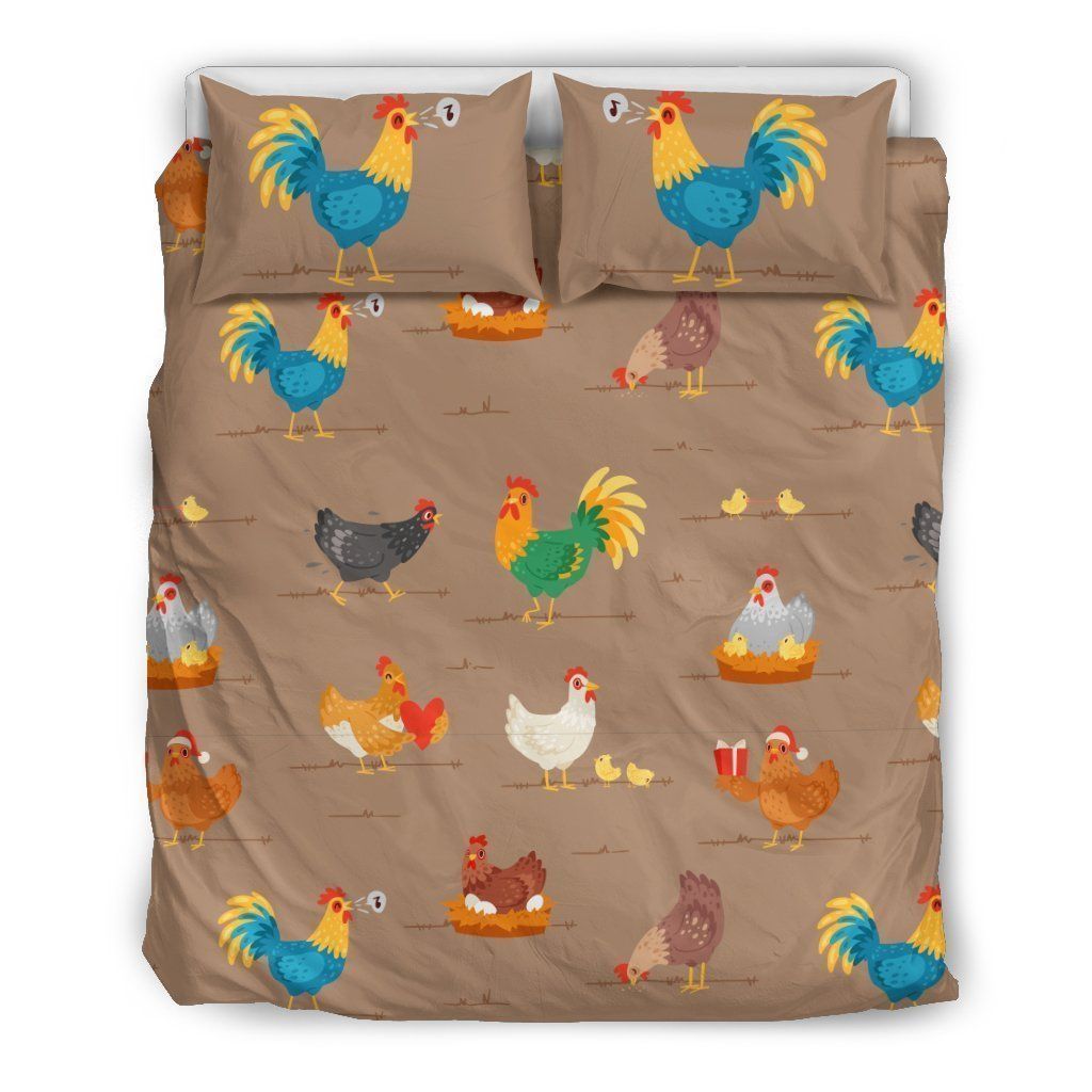 Chicken Happy Print Pattern Bedding Set