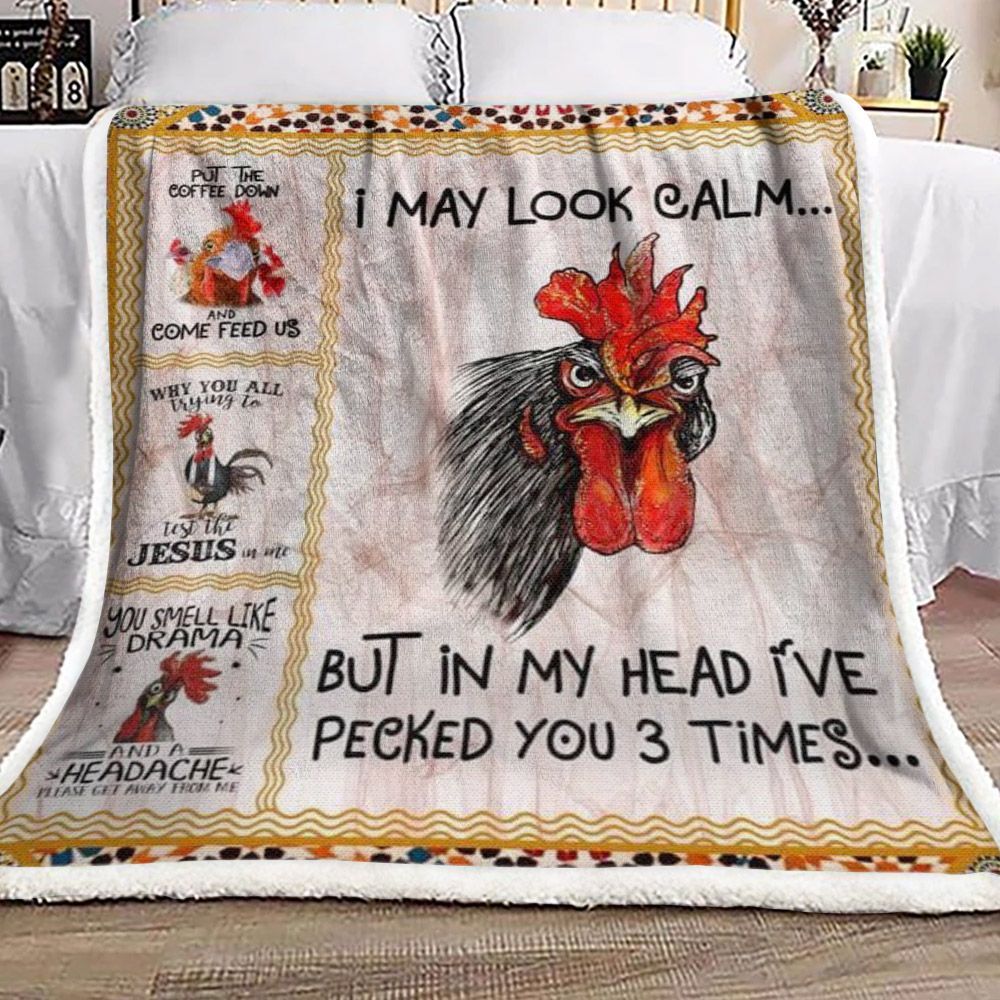 Chicken I May Look Calm Sherpa Fleece Blanket