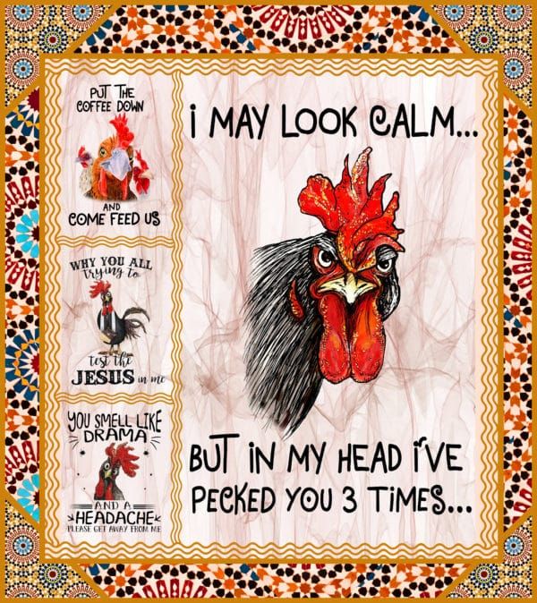 Chicken I May Look Calm Quilt Blanket DHC020120405TD